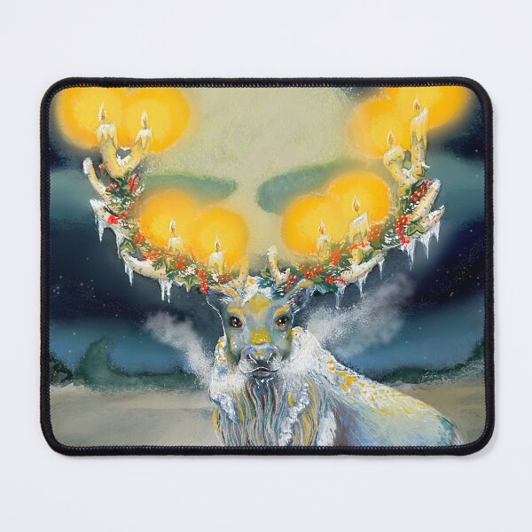 Item preview, Yule Deer with Eight Candles – Magical Winter Solstice Christmas Illustration designed and sold by SaskiaFranken.