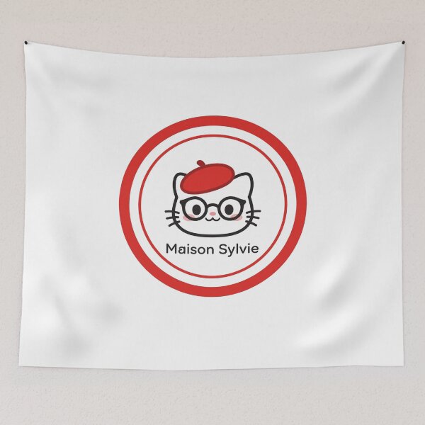 Item preview, Maison Sylvie Logo - Red Beret Cat with Glasses Circle Brand designed and sold by MAISON SYLVIE.