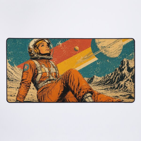 Item preview, Retro Astronaut Saturn Space Poster designed and sold by NordenPosters.
