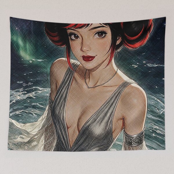 Item preview, Cosmic Space Princess Aurora Galaxy Anime Art designed and sold by Hen-C-Art.