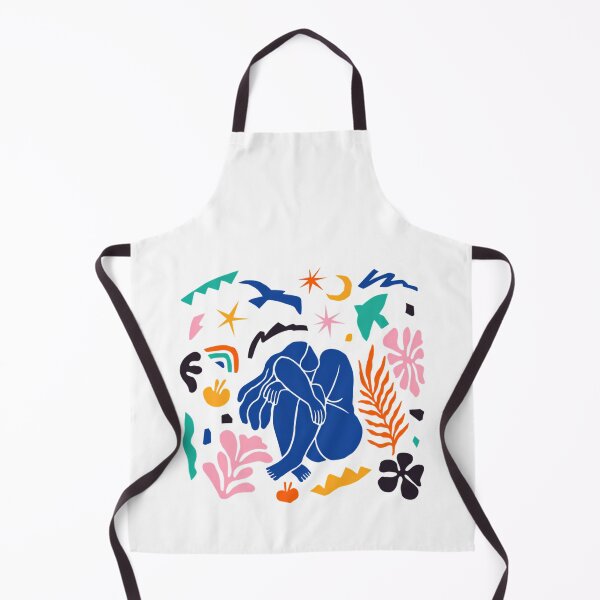 Item preview, Blue Curled Woman Hugging Knees Among Botanical Shapes designed and sold by Ismail70.