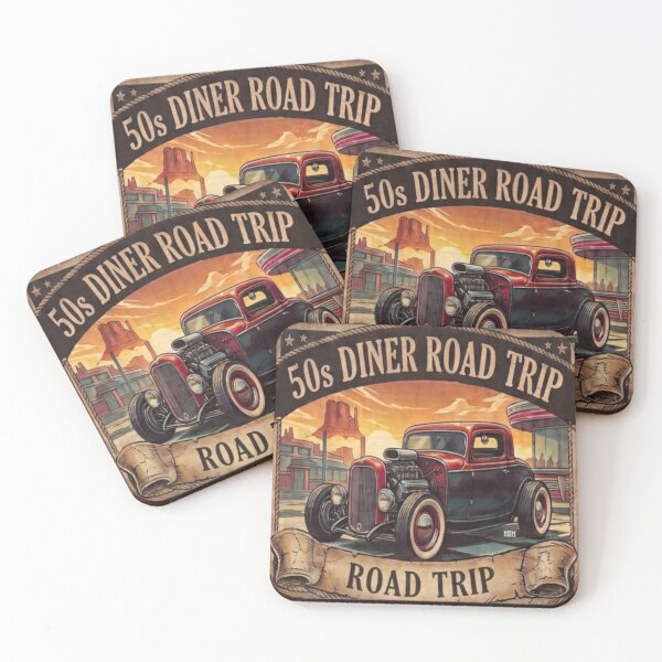 Item preview, 50s Diner Road Trip Hot Rod Vintage Americana Sign Art designed and sold by Normandy Road Heritage™ - Vintage Garage Art.