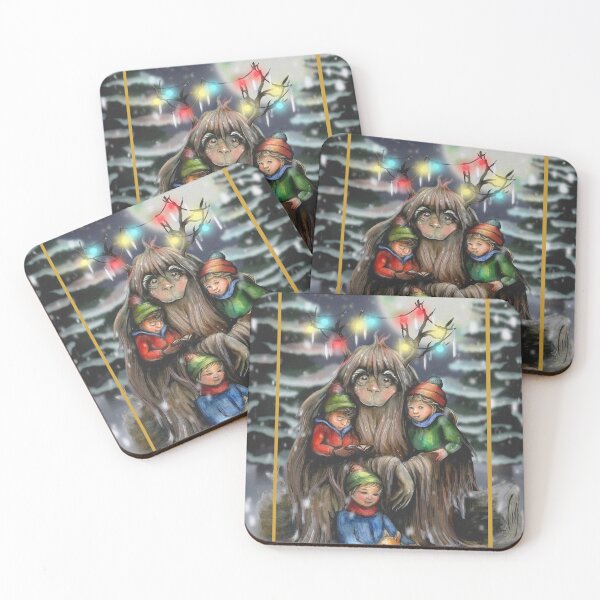 Item preview, Yeti met kerstlichtjes en drie kinderen designed and sold by SaskiaFranken.