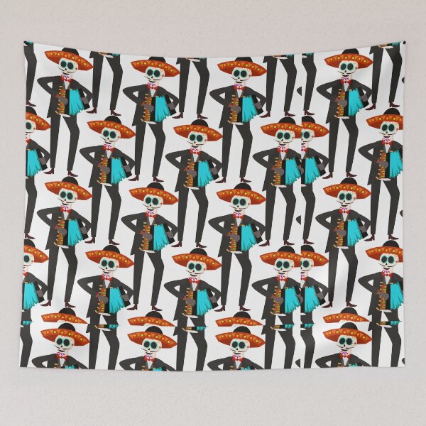 Item preview, Dia de los Muertos Accordion Skeleton Mariachi Pattern designed and sold by manojbalan1968.