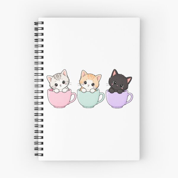 Item preview, Cute Kittens in Pastel Teacups Kawaii Cat Lover Gift Cute Cat Illustration designed and sold by Meenova Art.