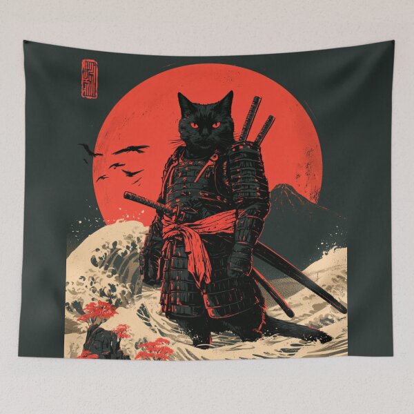 Item preview, Copy of Samurai Cat Japanese Ukiyo-e Warrior designed and sold by GrinGalore.