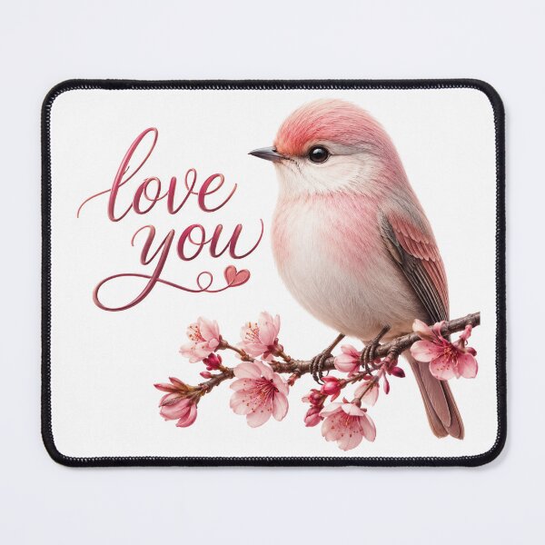 Item preview, Love You – Cute Bird with Elegant Floral Romantic Illustration | High-Resolution Digital Artwork designed and sold by Wonza22yara.