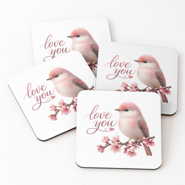 Item preview, Love You – Cute Bird with Elegant Floral Romantic Illustration | High-Resolution Digital Artwork designed and sold by Wonza22yara.