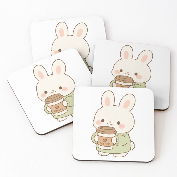 Item preview, Kawaii Bunny Holding Coffee Cup Sticker designed and sold by daldadesign.