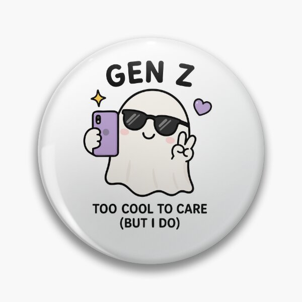 Item preview, Gen Z Kawaii Ghost Too Cool To Care Funny Spooky Selfie designed and sold by VectorForge Studio.