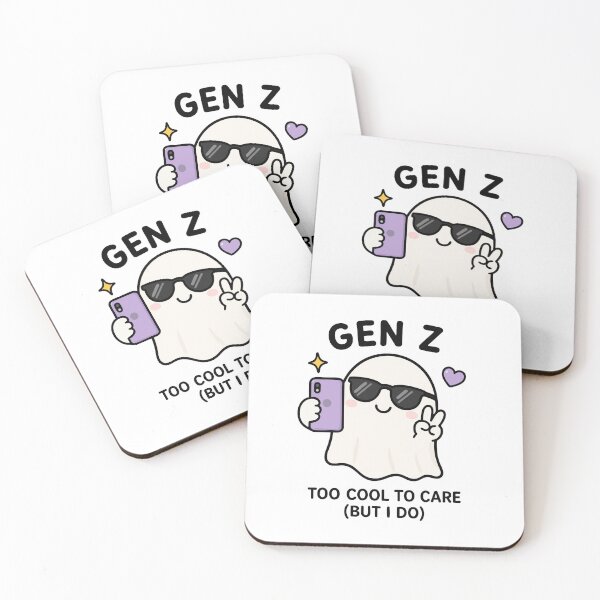 Item preview, Gen Z Kawaii Ghost Too Cool To Care Funny Spooky Selfie designed and sold by VectorForge Studio.