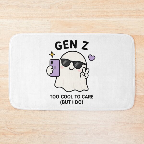 Item preview, Gen Z Kawaii Ghost Too Cool To Care Funny Spooky Selfie designed and sold by VectorForge Studio.