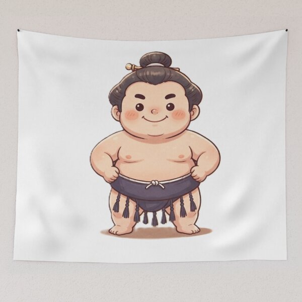 Item preview, Cute Chibi Sumo Wrestler Kawaii Japanese Traditional Fighter designed and sold by Kokeshidreams.