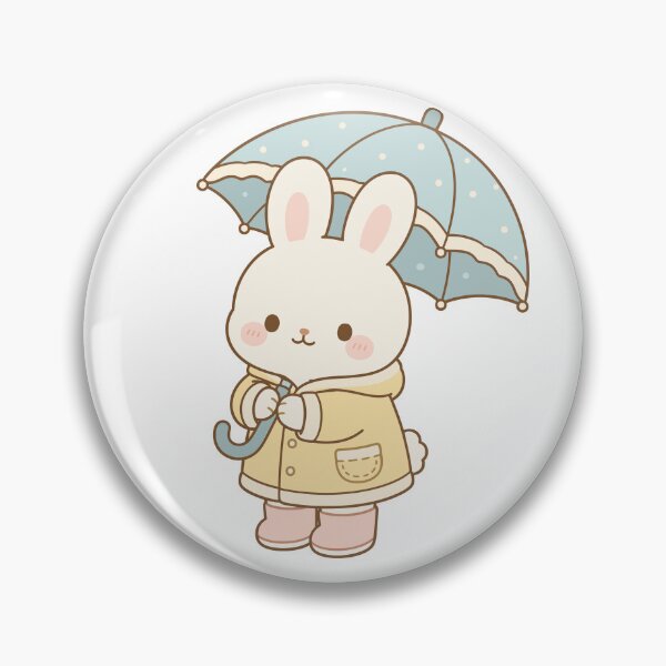 Item preview, Kawaii Bunny with Umbrella Rainy Day designed and sold by daldadesign.