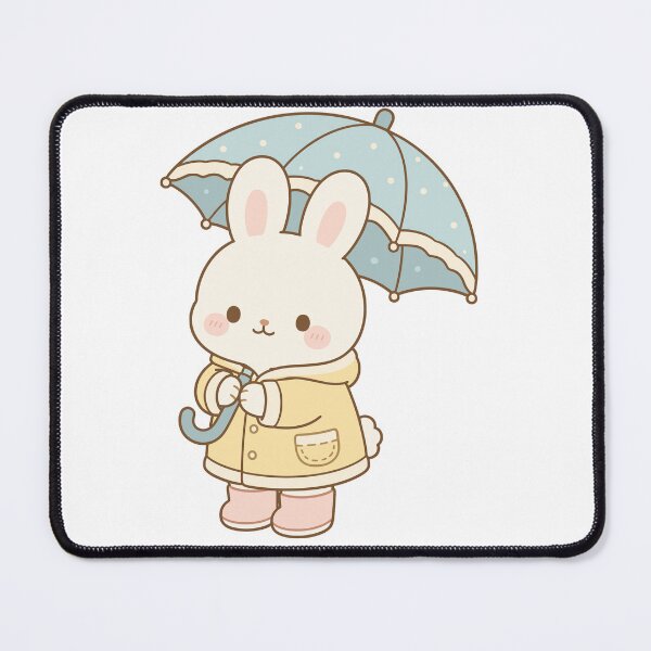 Item preview, Kawaii Bunny with Umbrella Rainy Day designed and sold by daldadesign.