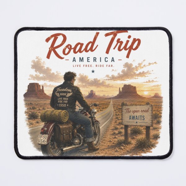 Item preview, Road Trip America Biker Monument Valley Vintage Motorcycle Art designed and sold by Normandy Road Heritage™ - Vintage Garage Art.