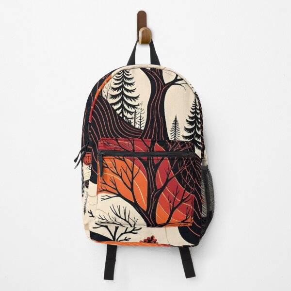Item preview, Retro Autumn Forest Linocut Vintage Wavy Nature Landscape designed and sold by LYAN-STORE.