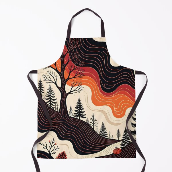Item preview, Retro Autumn Forest Linocut Vintage Wavy Nature Landscape designed and sold by LYAN-STORE.