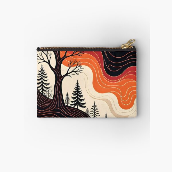 Item preview, Retro Autumn Forest Linocut Vintage Wavy Nature Landscape designed and sold by LYAN-STORE.