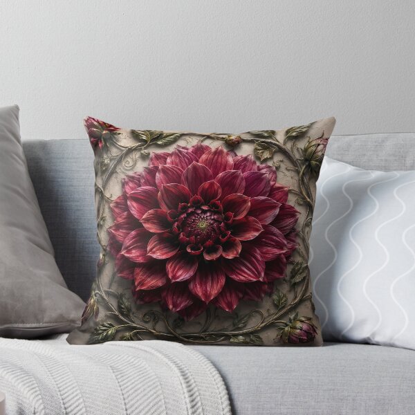 Item preview, Burgundy Dahlia Flower Botanical Floral Art designed and sold by ManJiangHong.