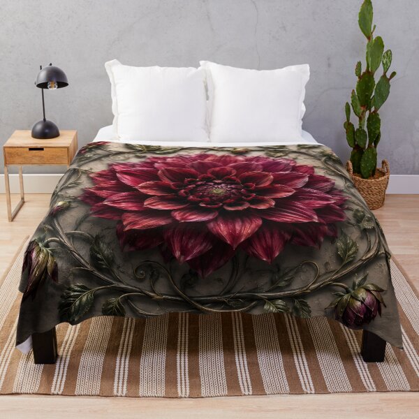 Item preview, Burgundy Dahlia Flower Botanical Floral Art designed and sold by ManJiangHong.