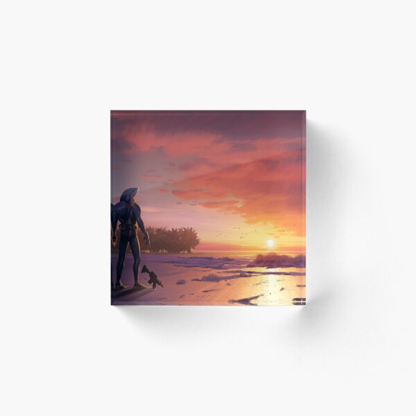 Chomp Sr. Staring Wistfully into the Sunset Acrylic Block
