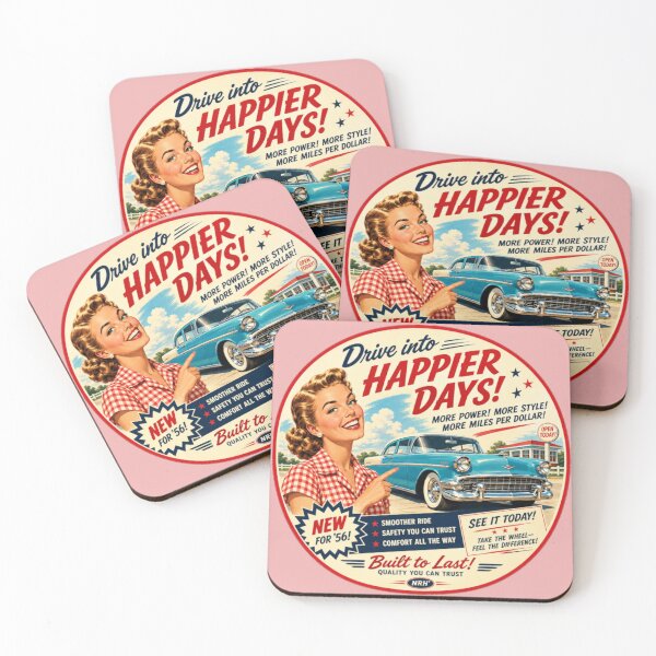 Item preview, Drive Into Happier Days 50s Pin Up Girl Vintage Car Ad Art designed and sold by Normandy Road Heritage.