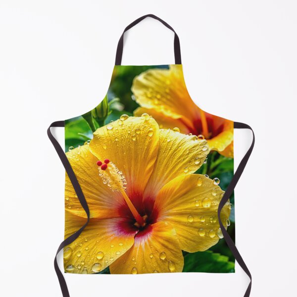 Item preview, Golden Hibiscus Flowers with Dew Drops Tropical Floral Garden designed and sold by Wild Bloom Paws.