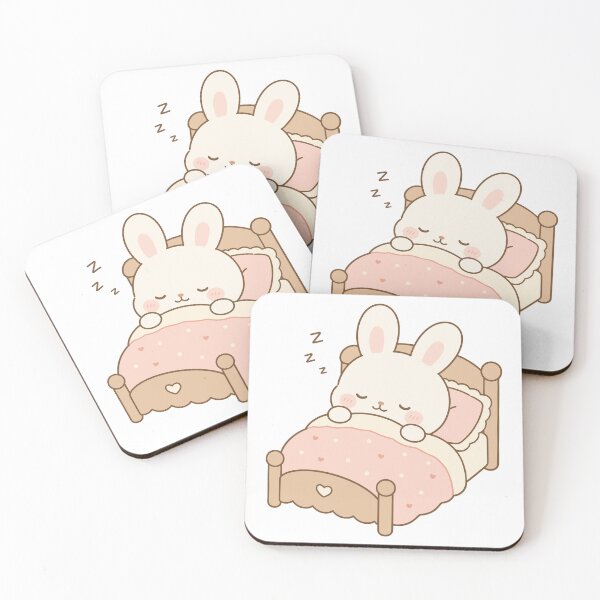 Item preview, Kawaii Bunny Sleeping in Bed Sticker designed and sold by daldadesign.