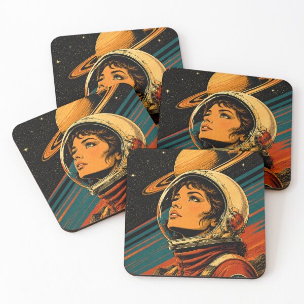 Item preview, Retro Female Astronaut Saturn Poster designed and sold by NordenPosters.