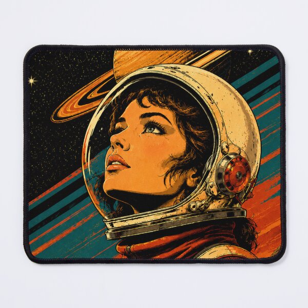 Item preview, Retro Female Astronaut Saturn Poster designed and sold by NordenPosters.