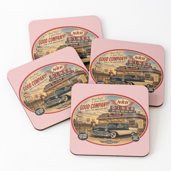 Item preview, Good Company Diner Retro 50s Classic Car American Diner Art designed and sold by Normandy Road Heritage™ - Vintage Garage Art.