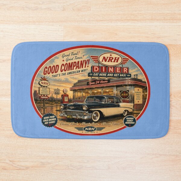 Item preview, Good Company Diner Retro 50s Classic Car American Diner Art designed and sold by Normandy Road Heritage™ - Vintage Garage Art.