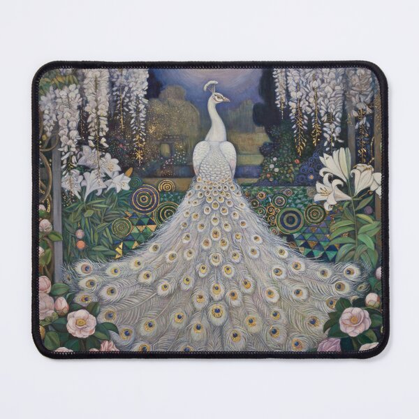 Item preview, White Peacock Moon Garden – Klimt Inspired Peacock Art, Gold Botanical Luxury Wall Decor designed and sold by Tamas Das.