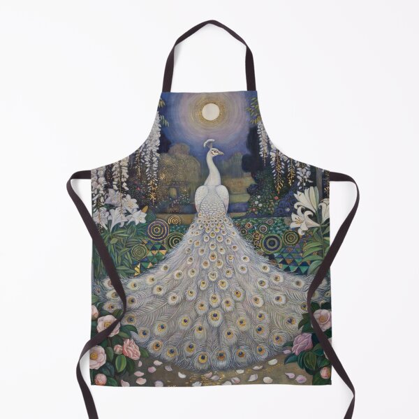 Item preview, White Peacock Moon Garden – Klimt Inspired Peacock Art, Gold Botanical Luxury Wall Decor designed and sold by Tamas Das.