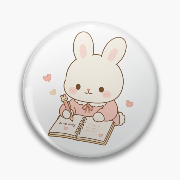Item preview, Kawaii Bunny Writing Diary Illustration designed and sold by daldadesign.