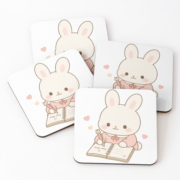Item preview, Kawaii Bunny Writing Diary Illustration designed and sold by daldadesign.