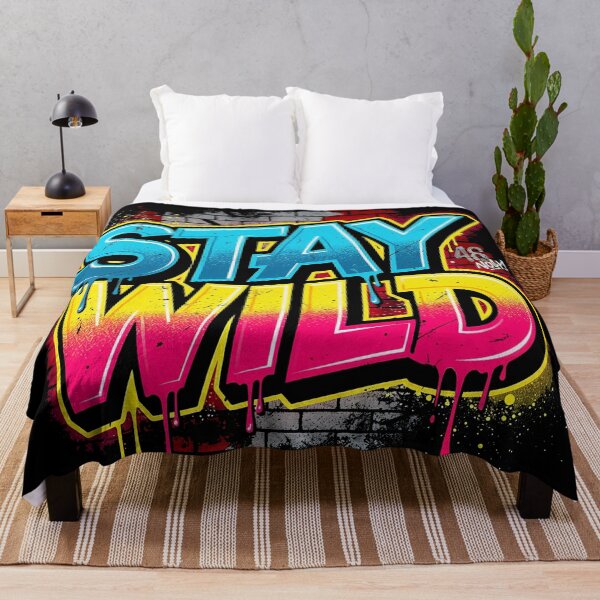 Item preview, Vibrant Stay Wild Graffiti Urban Artwork designed and sold by The Shirt Shoppee .