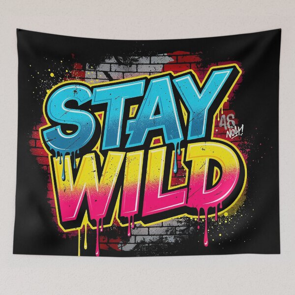 Item preview, Vibrant Stay Wild Graffiti Urban Artwork designed and sold by The Shirt Shoppee .