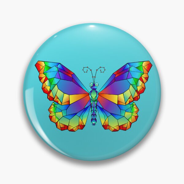 Item preview, Geometric Rainbow Butterfly Stained Glass Low Poly Art designed and sold by SolutionsArt.
