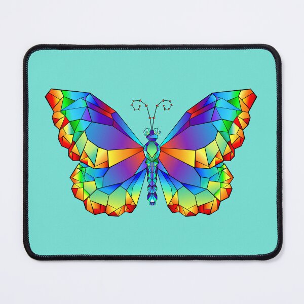 Item preview, Geometric Rainbow Butterfly Stained Glass Low Poly Art designed and sold by SolutionsArt.