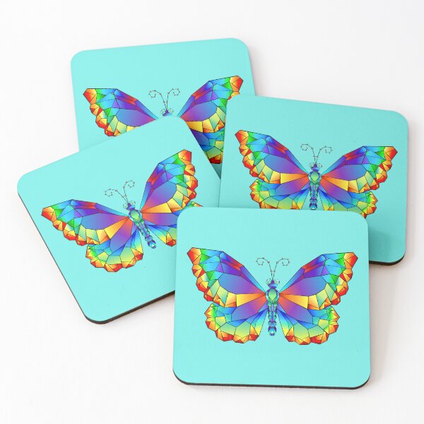 Item preview, Geometric Rainbow Butterfly Stained Glass Low Poly Art designed and sold by SolutionsArt.