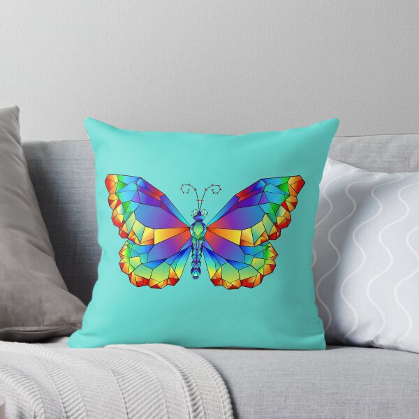 Item preview, Geometric Rainbow Butterfly Stained Glass Low Poly Art designed and sold by SolutionsArt.