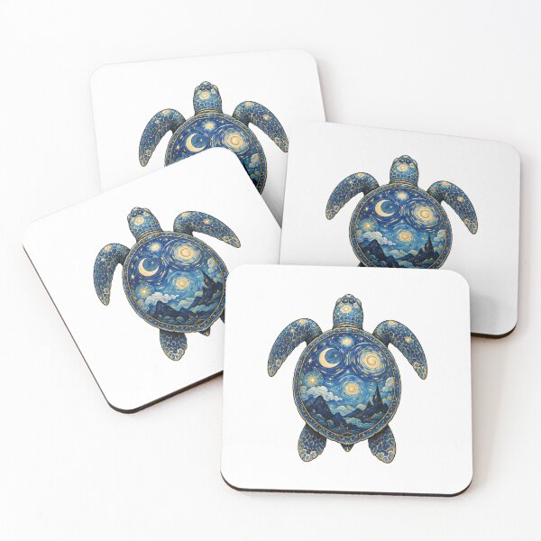 Item preview, Golden Moon Sea Turtle | Ocean Starlight Art Collection designed and sold by Zaru Art Studio.