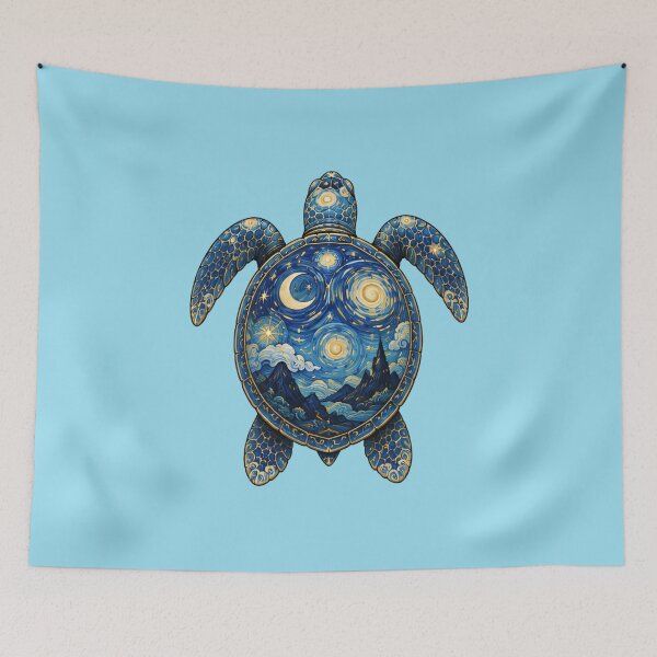 Item preview, Golden Moon Sea Turtle | Ocean Starlight Art Collection designed and sold by Zaru Art Studio.