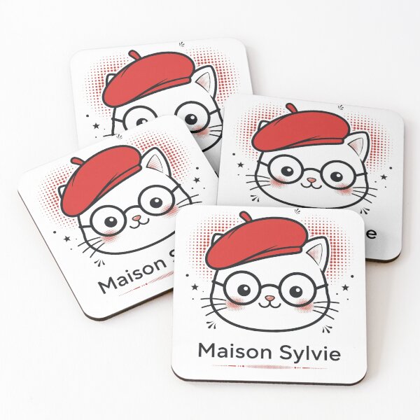 Item preview, Maison Sylvie Cat Logo - Red Beret Glasses Kawaii Cat designed and sold by MAISON SYLVIE.