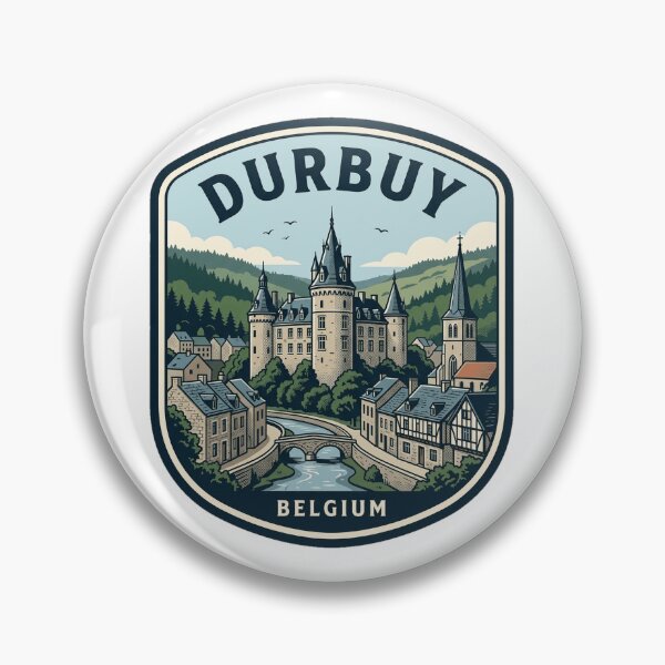 Item preview, Durbuy Belgium Medieval Castle River Travel Badge designed and sold by k3rstman1.