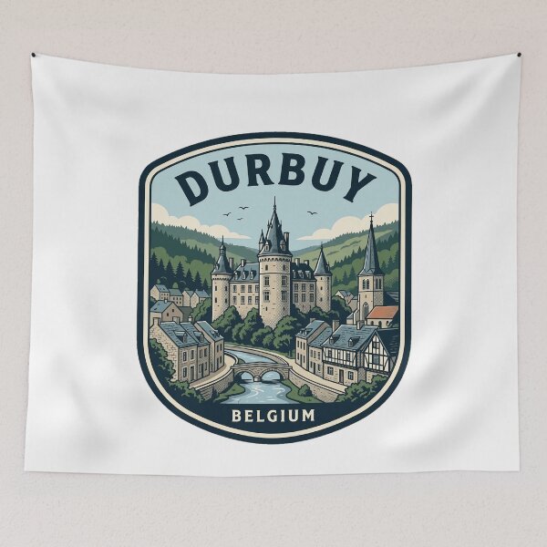 Item preview, Durbuy Belgium Medieval Castle River Travel Badge designed and sold by k3rstman1.