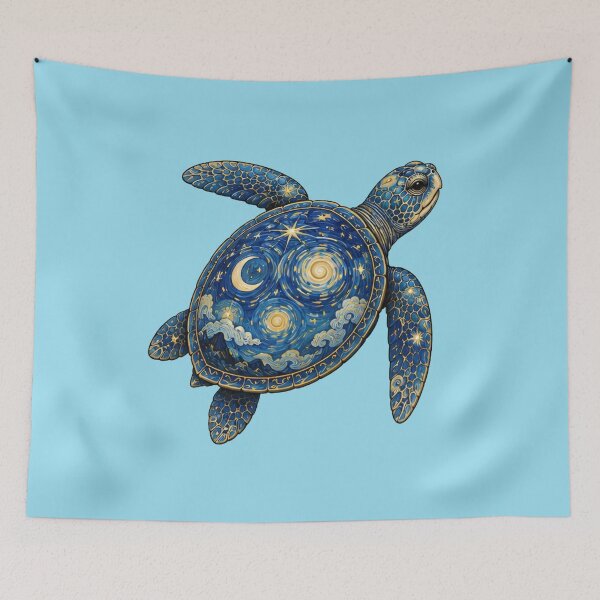 Item preview, Swimming Moon Sea Turtle | Ocean Starlight Art Collection designed and sold by Zaru Art Studio.