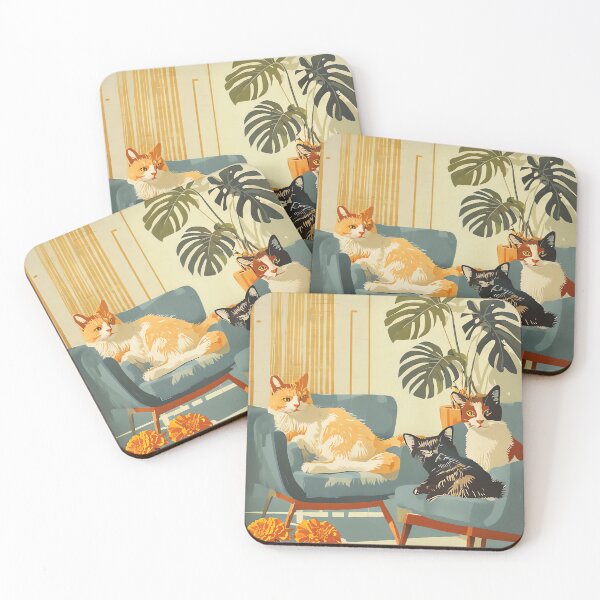 Item preview, Mid-Century Feline Lounge designed and sold by ONYX Pixee.